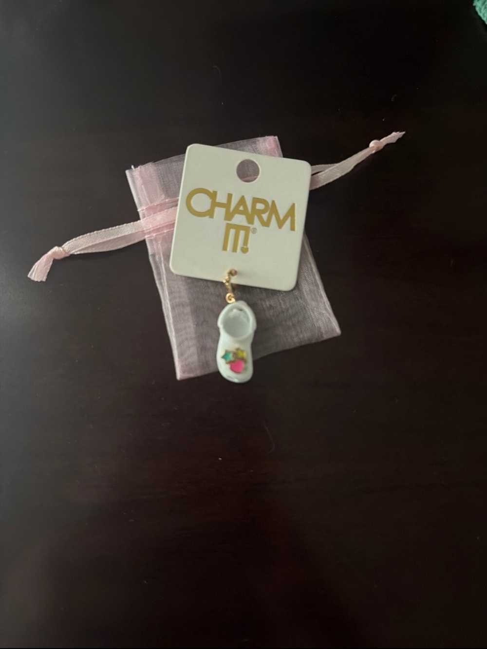 White Flip-Flop Charm with Tropical Accent
